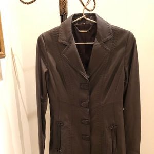 Elie Tahari Lamb leather brown coat.